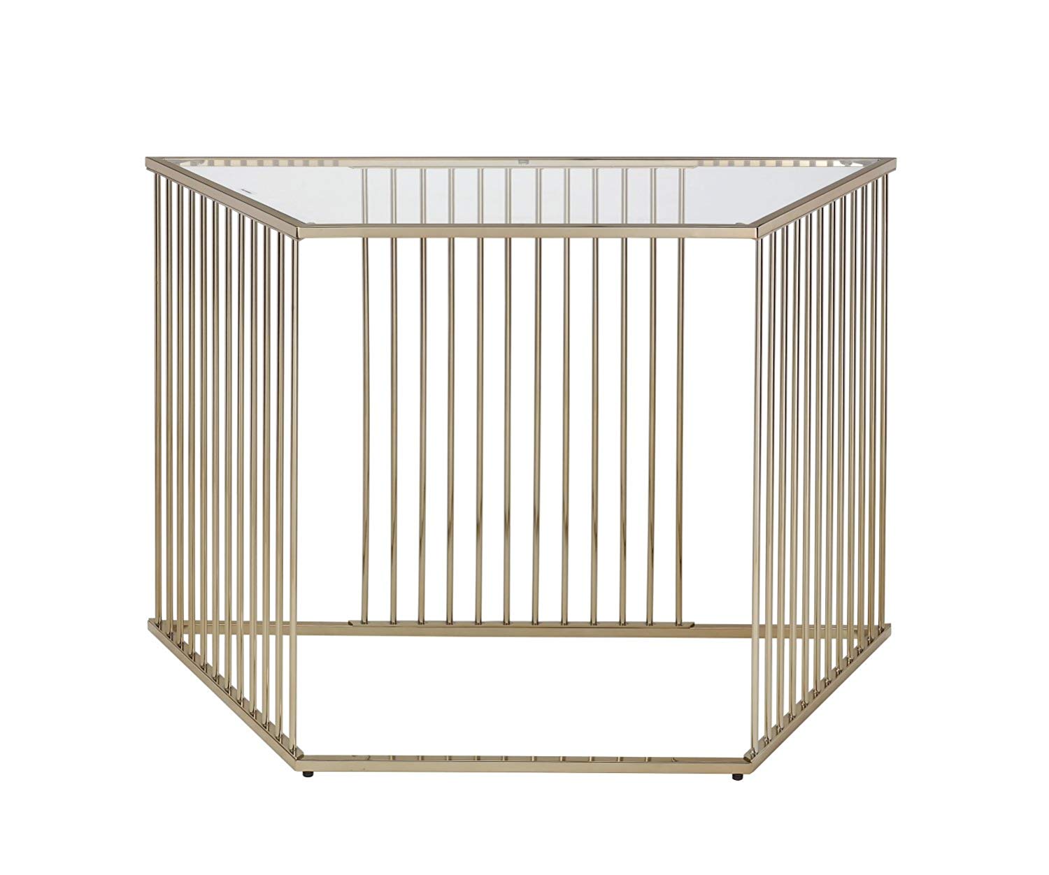 Acme Oaklie Sofa Table in Champagne and Clear Glass