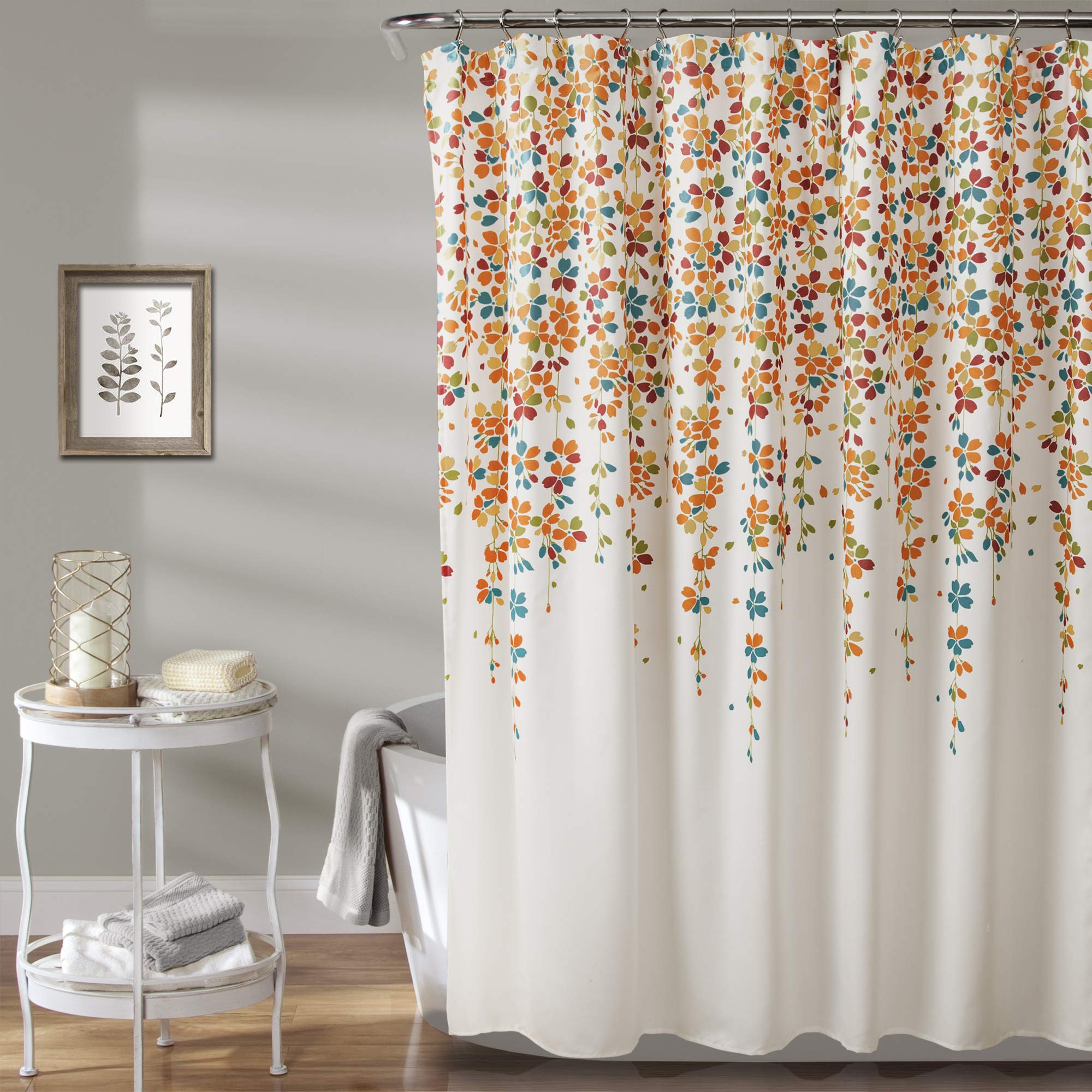 Lush Decor Weeping Flower Shower Curtain, 72' X 72', Turquoise