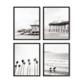 HAUS AND HUES Beach Wall Art Black and White - Set of 4 Black and White Wall Art Beach Posters, Beach Wall Decor, Black and Whit