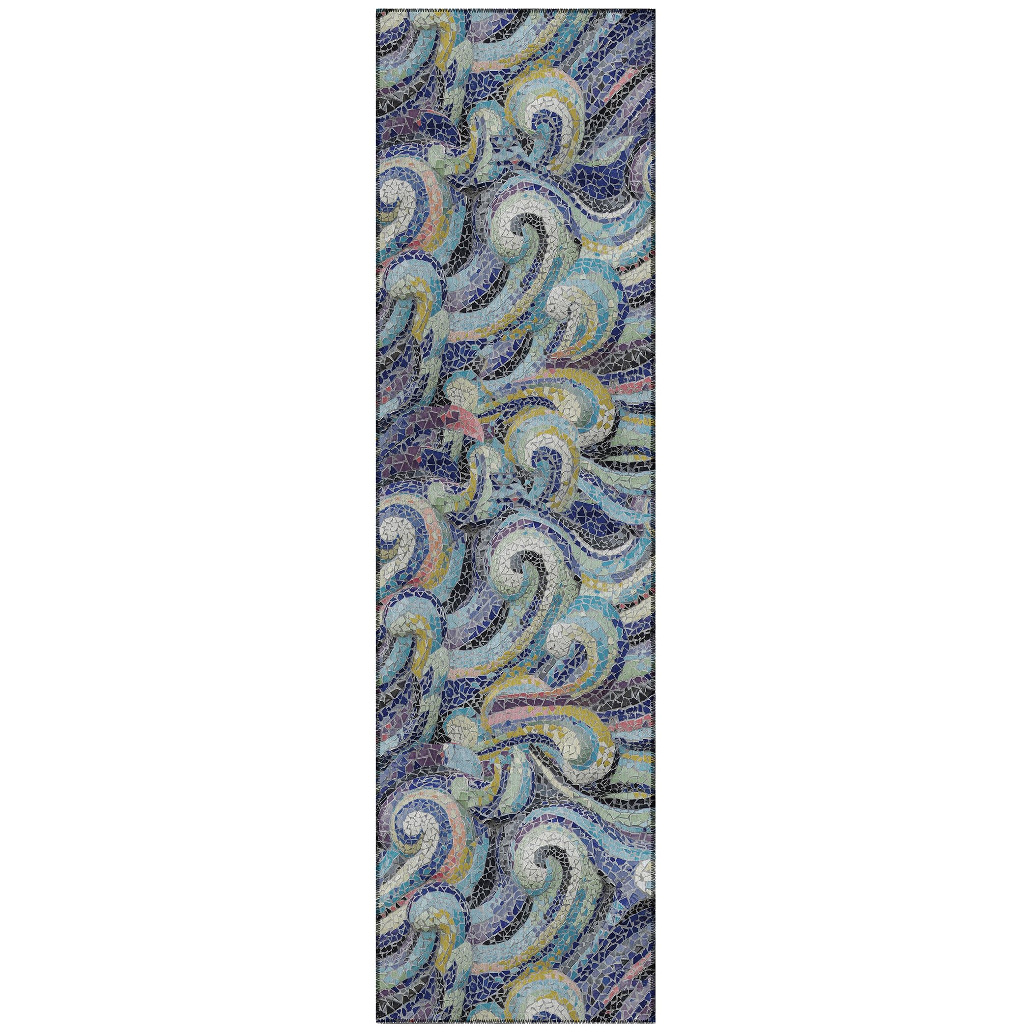 Addison Rugs Surfside Asr44 Stormy 2'3" X 7'6" Indoor Outdoor Runner Rug, Easy Clean, Machine Washable, Non Shedding, Bedroom, Living Room, Dining Room, Kitchen, Patio Rug