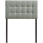 Modway Lily Tufted Linen Fabric Upholstered Twin Headboard in Gray