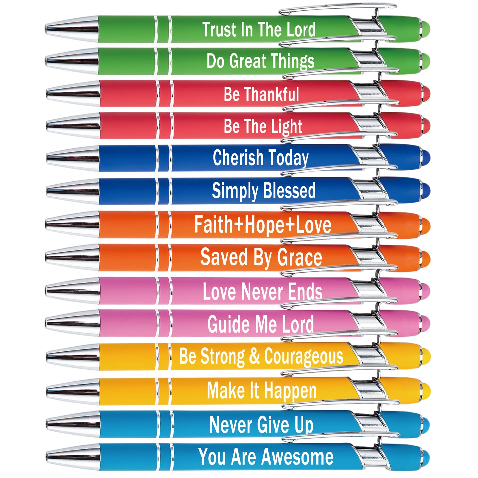 Pasisibick 14 Pieces Motivational Inspirational Quotes Snarky Screen Touch Stylus Ballpoint Pens For Office Encouraging Scriptur