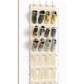 Simple Houseware 24 Pockets - Crystal Clear Over The Door Hanging Shoe Organizer, Beige (64 x 19)