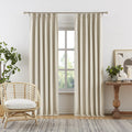 Dualife 90 Inch Cream Curtains Blackout Pinch Pleat,Total Blackout Thermal Soundproof Country Linen Curtains For Living Room Tra