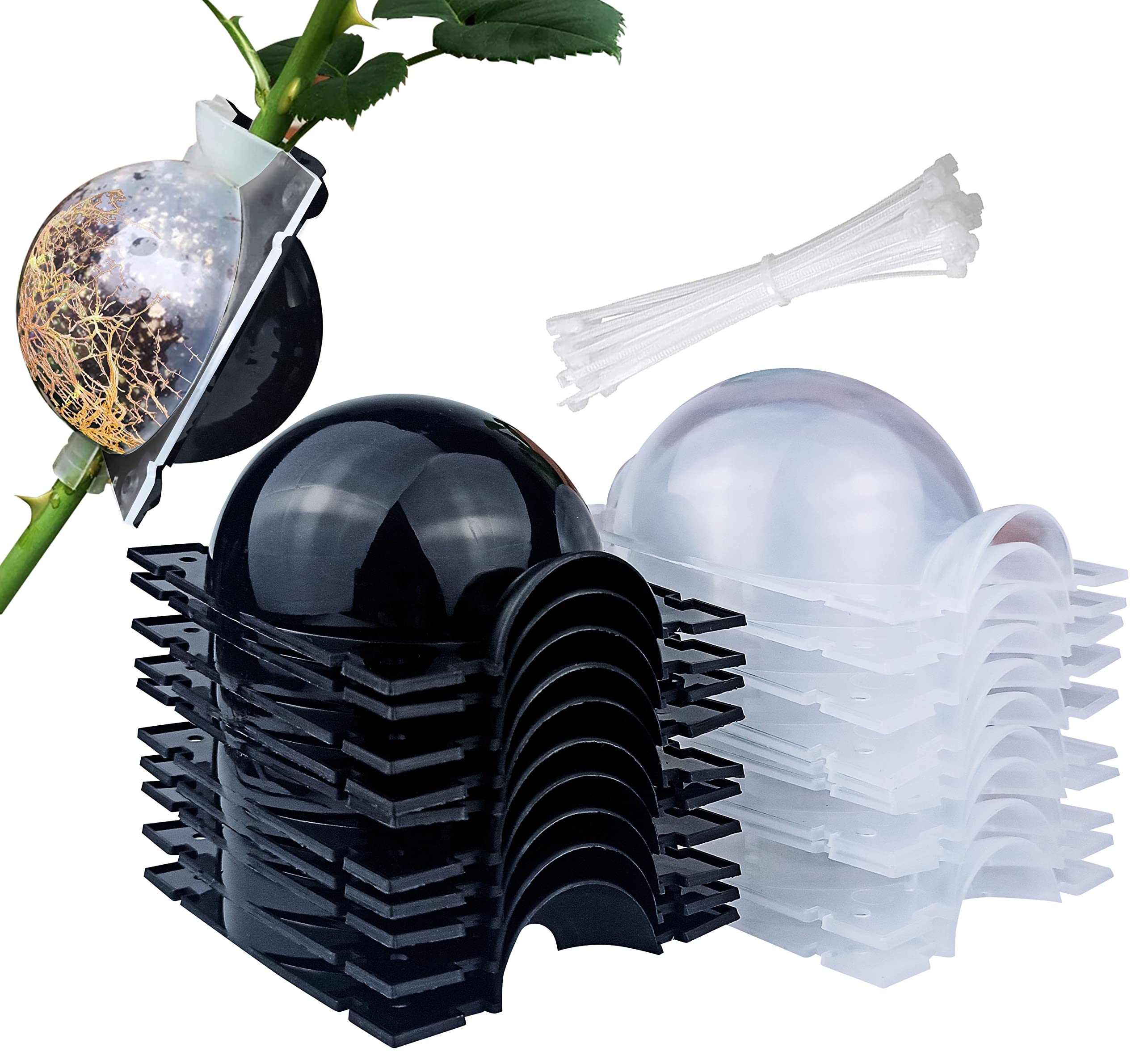 Miiim 10 Pcs Air Layering Propagation Kit With Zip Ties, Reusable Half Transparent Grafting Ball, Air Layering Pods Clear, Plant