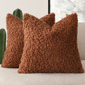Foindtower 2 Pieces 20X20 Inch Hazel Brown,Faux Fur Throw Pillow Cover Accent Sherpa Furry Pillow Covers Fuzzy Soft Pillowcases
