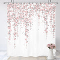 LIGHTINHOME Grey Pink Floral Shower Curtain 72Wx72H Inches Dusty Rose Cherry Blossom Blooming Weeping Flowers Spring Bathroom Ho