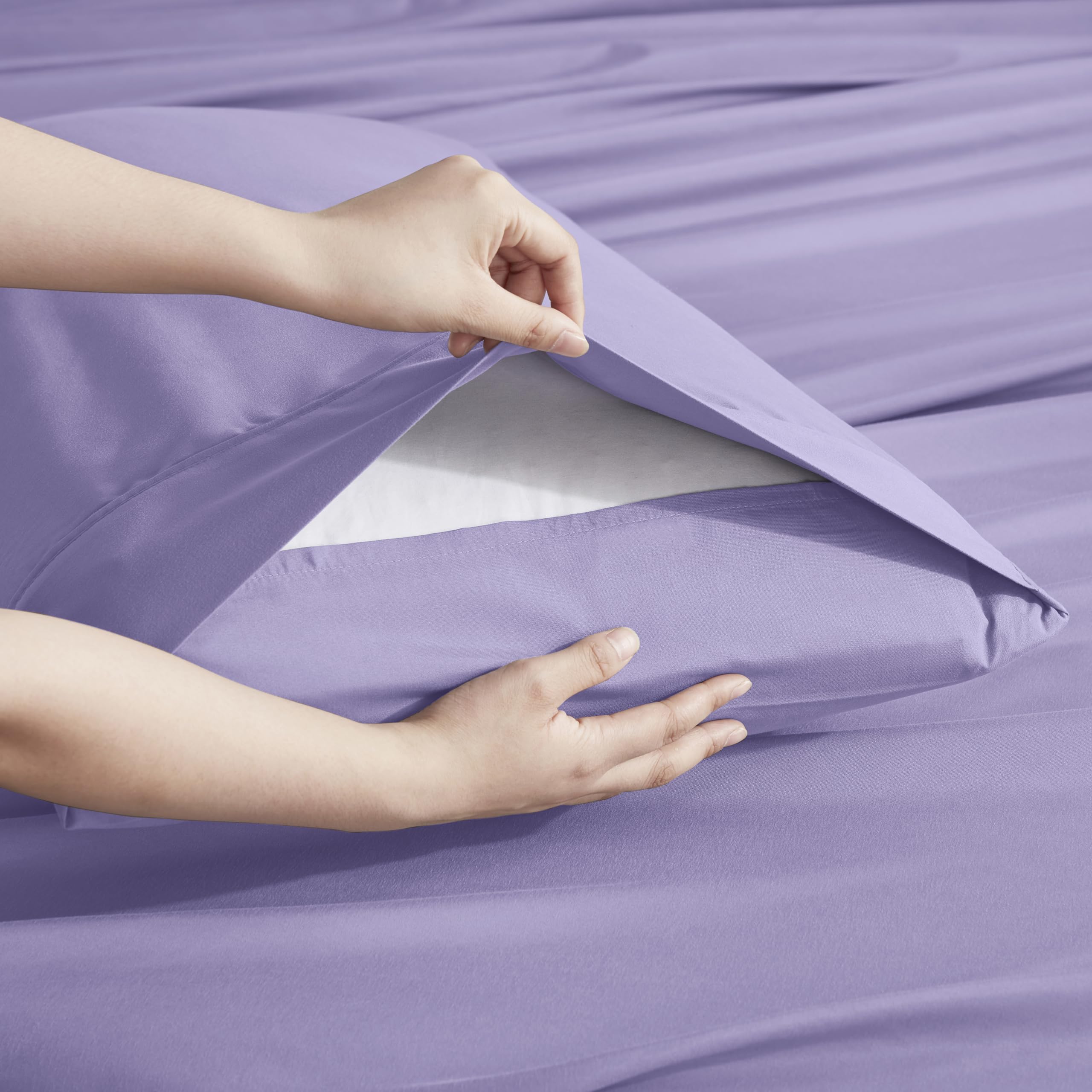 Nestl Extra Deep Pocket Split King Sheet Set - 7 Pc Soft Microfiber Split King Sheet Sets Deep Pocket - Fade Resistant Bedding Sheets & Pillowcases - Split King, Lavender