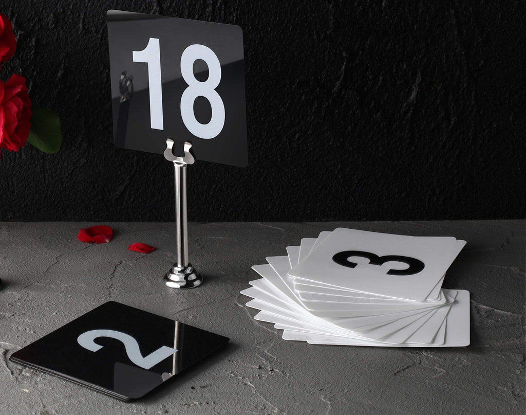 New Star Foodservice 23114 1-25 Double Sided Table Numbers, 4'' X 4'' Inch, White