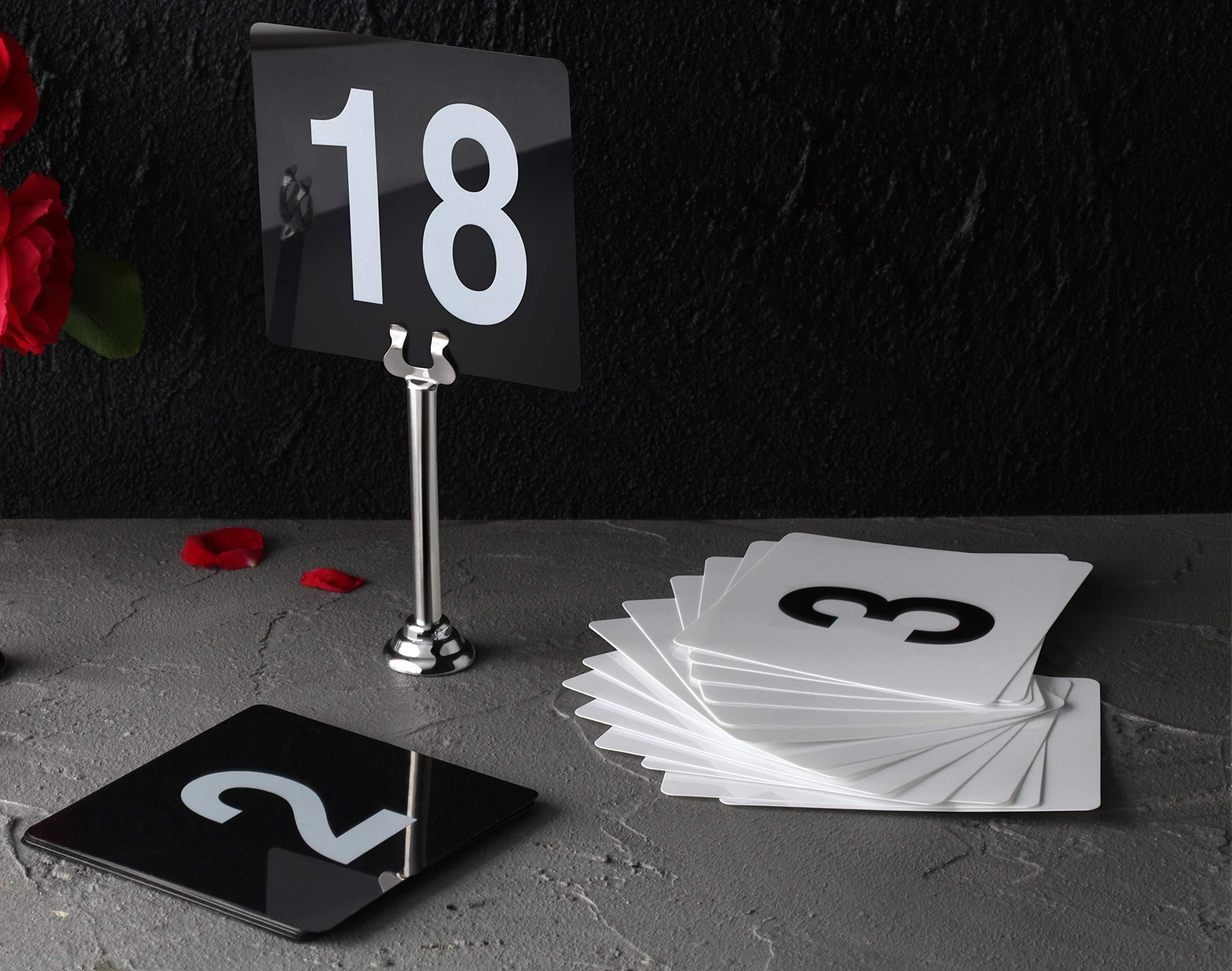 New Star Foodservice 23114 1-25 Double Sided Table Numbers, 4'' X 4'' Inch, White
