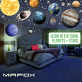 MAFOX Glow in The Dark Planets, Bright Solar System Wall Stickers -Sun Earth Mars and so on,9 Glowing Ceiling Decals for Bedroom