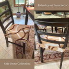 Searchi Stretch Dining Chair Seat Covers Set Of 8, Soft Removable Washable Seat Covers For Dining Chairs, Dining Room Seat Cover Slipcover Protector (Rear-Covered, Beige)