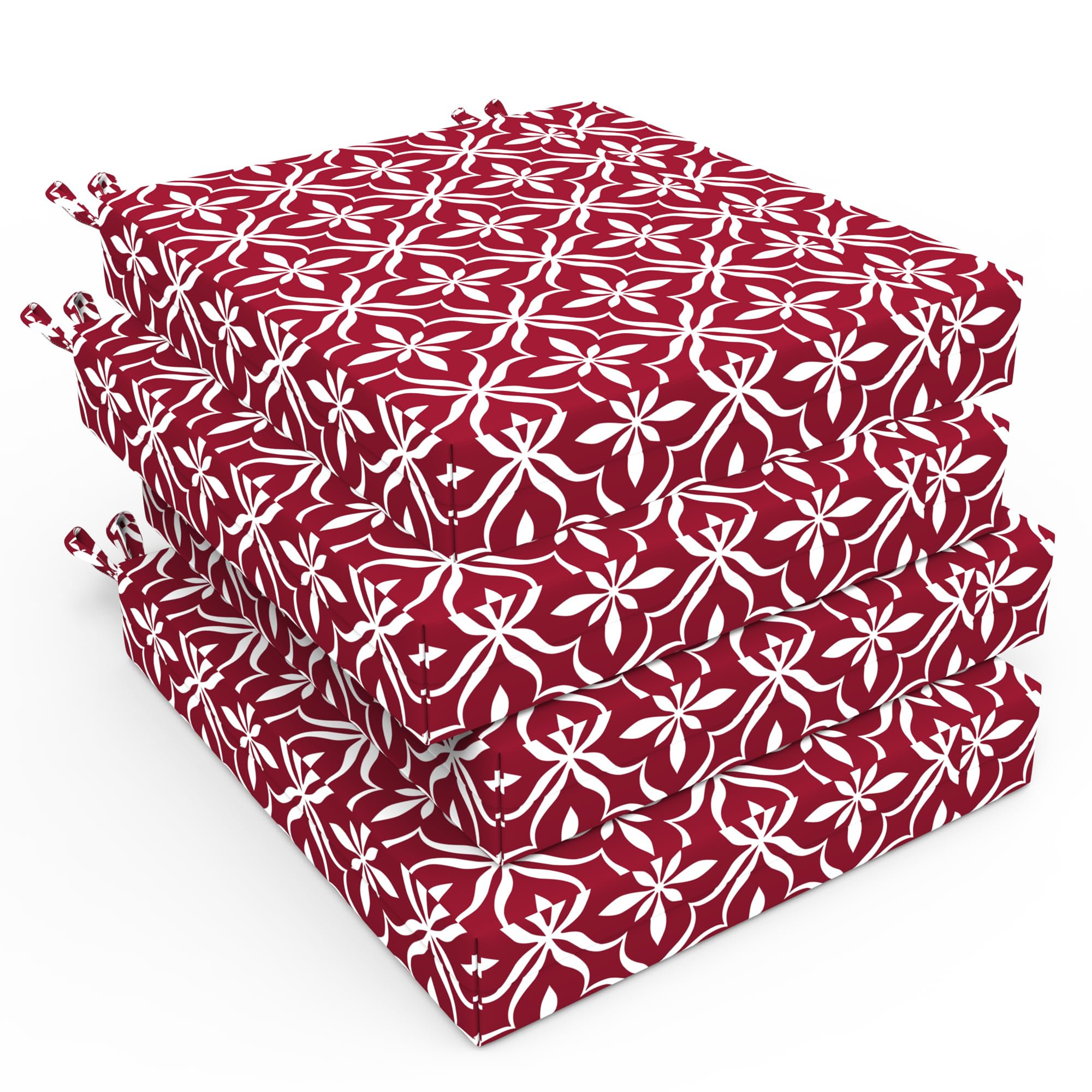 Bafode Patio Chair Cushions Set Of 4, 18.5' X 16' X 3' Waterproof Outdoor Chair Cushions For Furniture, Seat Cushion With Tie