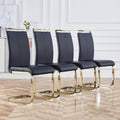 Baysitone Modern Dining Chairs Set Of 4, Side Dining Room Chairs With Golden Legs, Kitchen Chairs With Faux Leather Padded Seat High Back For Dining, Kitchen, Living Room, Black