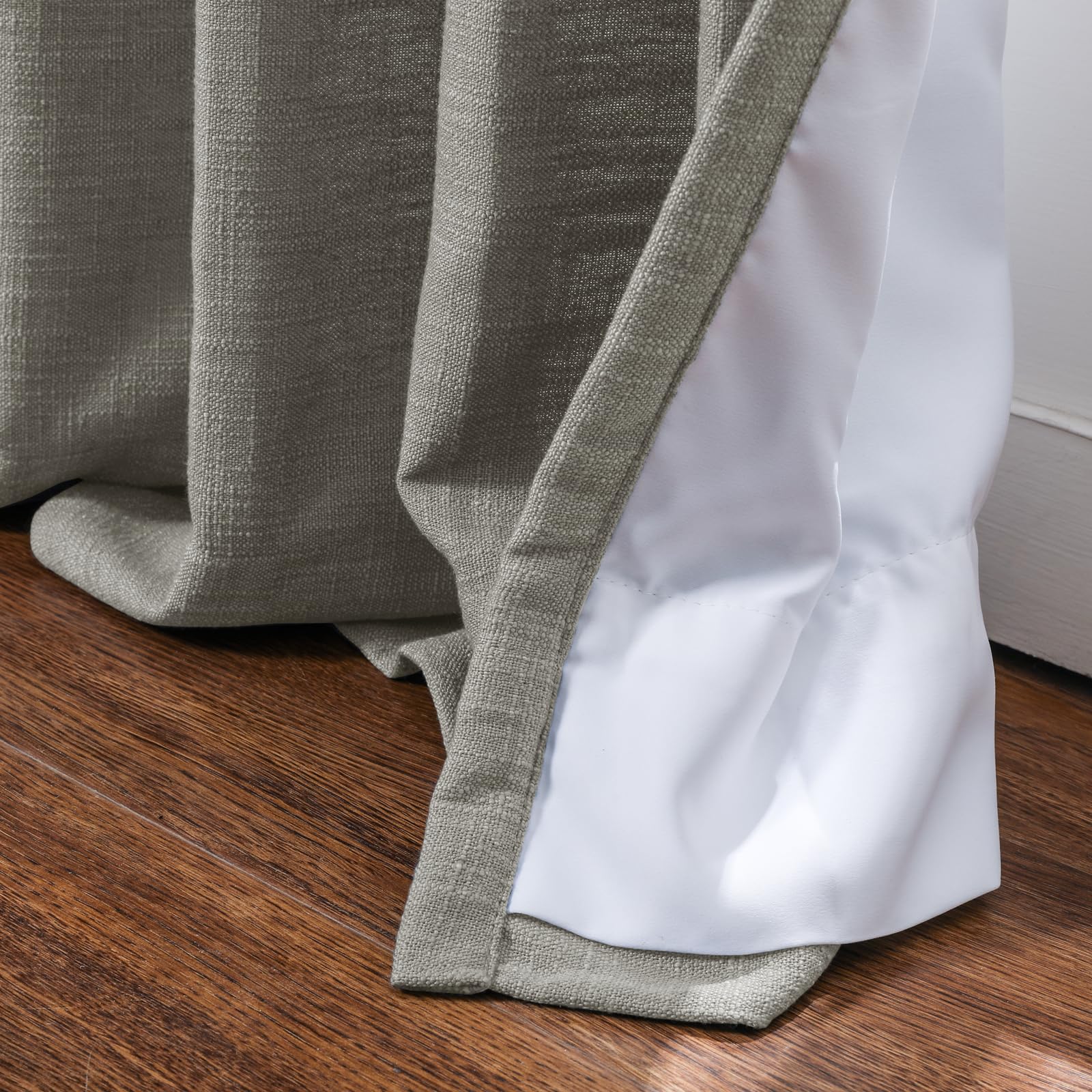 Twopages Light Gray Linen Pinch Pleat Drape For Living Room, Window Treatment Curtain Panel Double Layer Room Darkening Light Fi