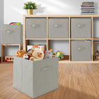 Casafield Set Of 6 Collapsible Fabric Cube Storage Bins, Light Gray - 13'' Foldable Cloth Baskets For Shelves, Cubby Organizers