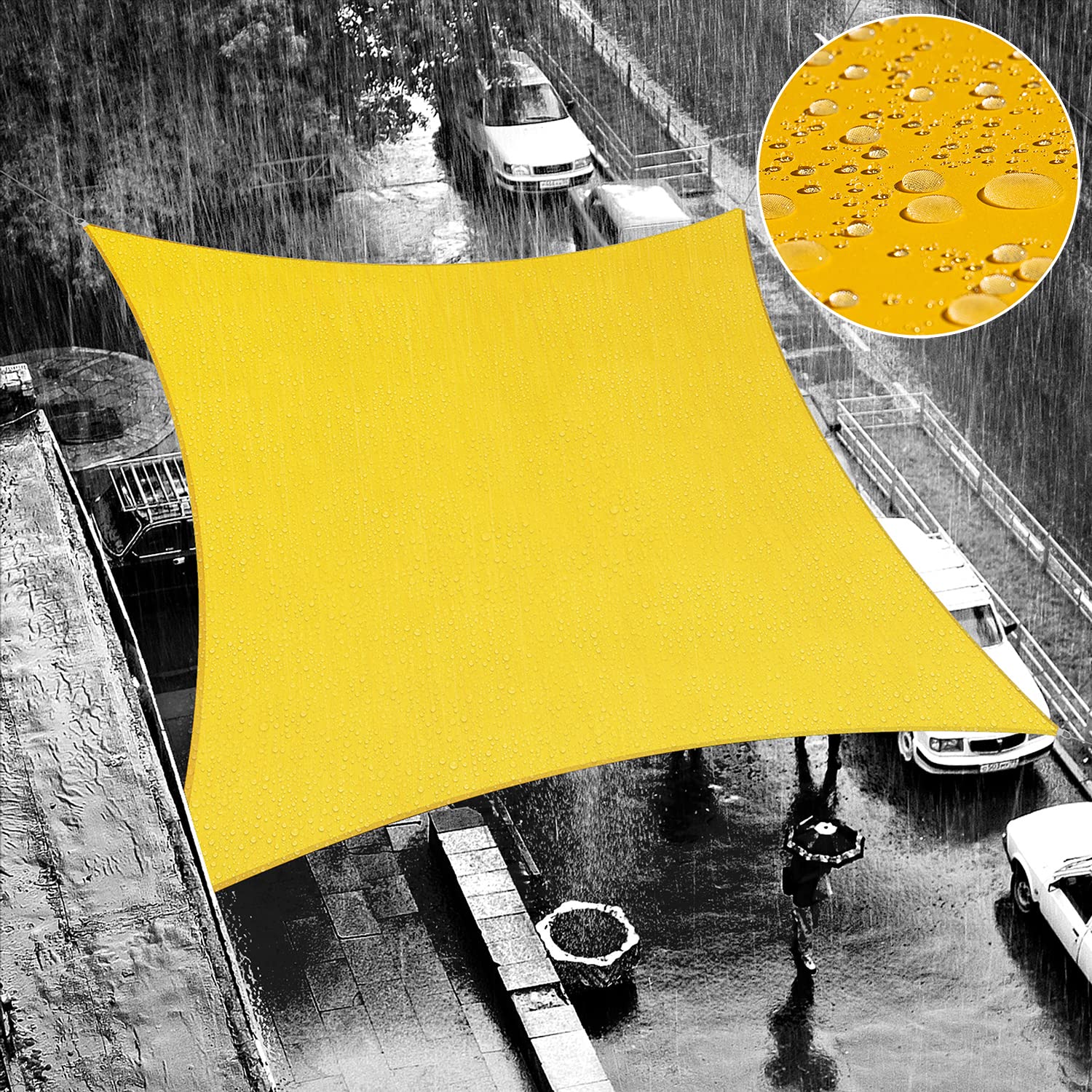 Shademart 7 ' X 7 ' Yellow Waterproof Shade Sail Sun Shade Sail Square Custom Size Water Resistant Canopy Awning Shelter, 95% Uv