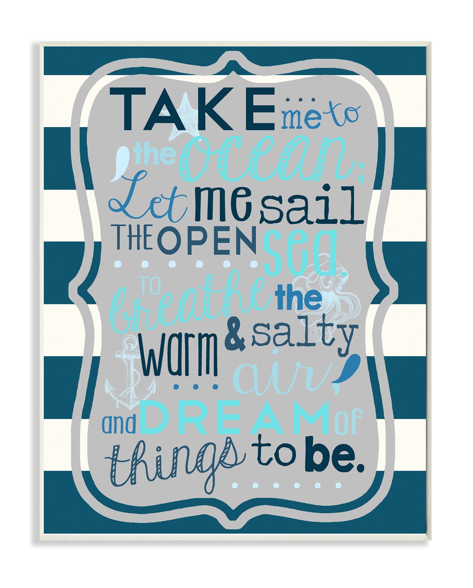 Stupell Home D  cor Boy's Take Me To The Ocean Wall Plaque Art, 10 x 0.5 x 15, Proudly Made in USA