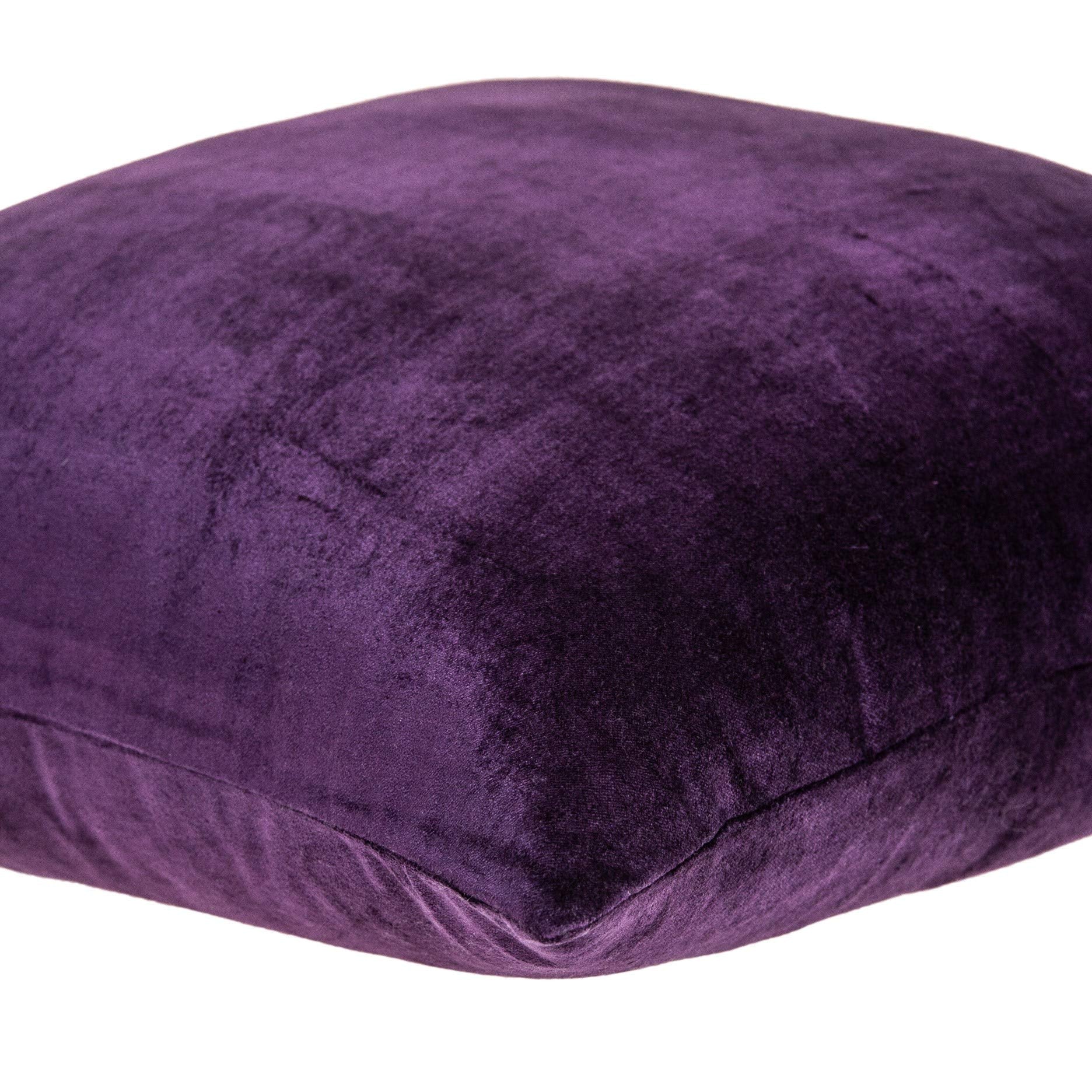HomeRoots 50% Cotton, 50% Viscose 20' x 7' x 20' Transitional Purple Solid Pillow Cover with Poly Insert