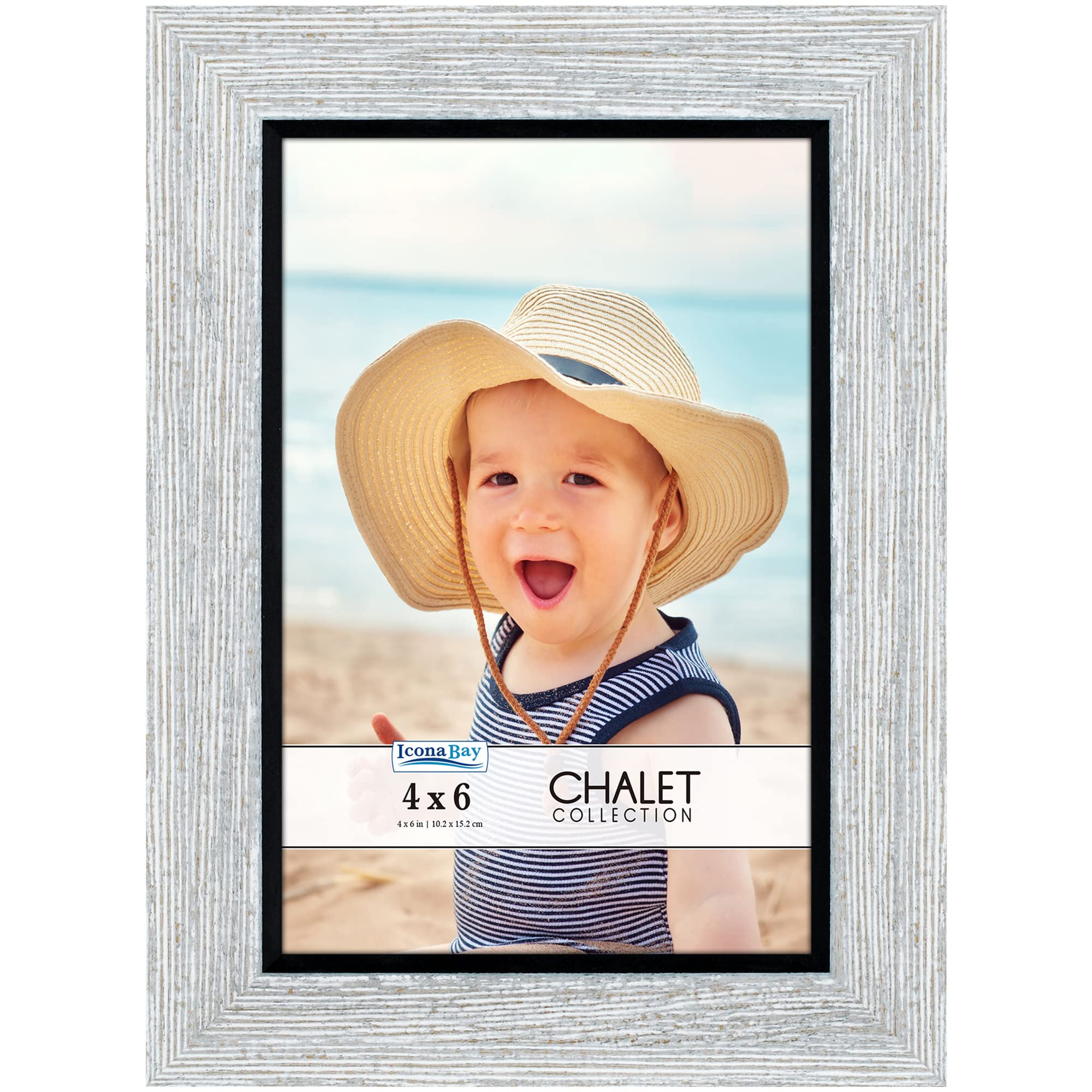 Icona Bay 4x6 Loft Gray Picture Frame, Rustic Casual Style 4 x 6 Photo Frame, Table Top or Wall Mount, Chalet Collection
