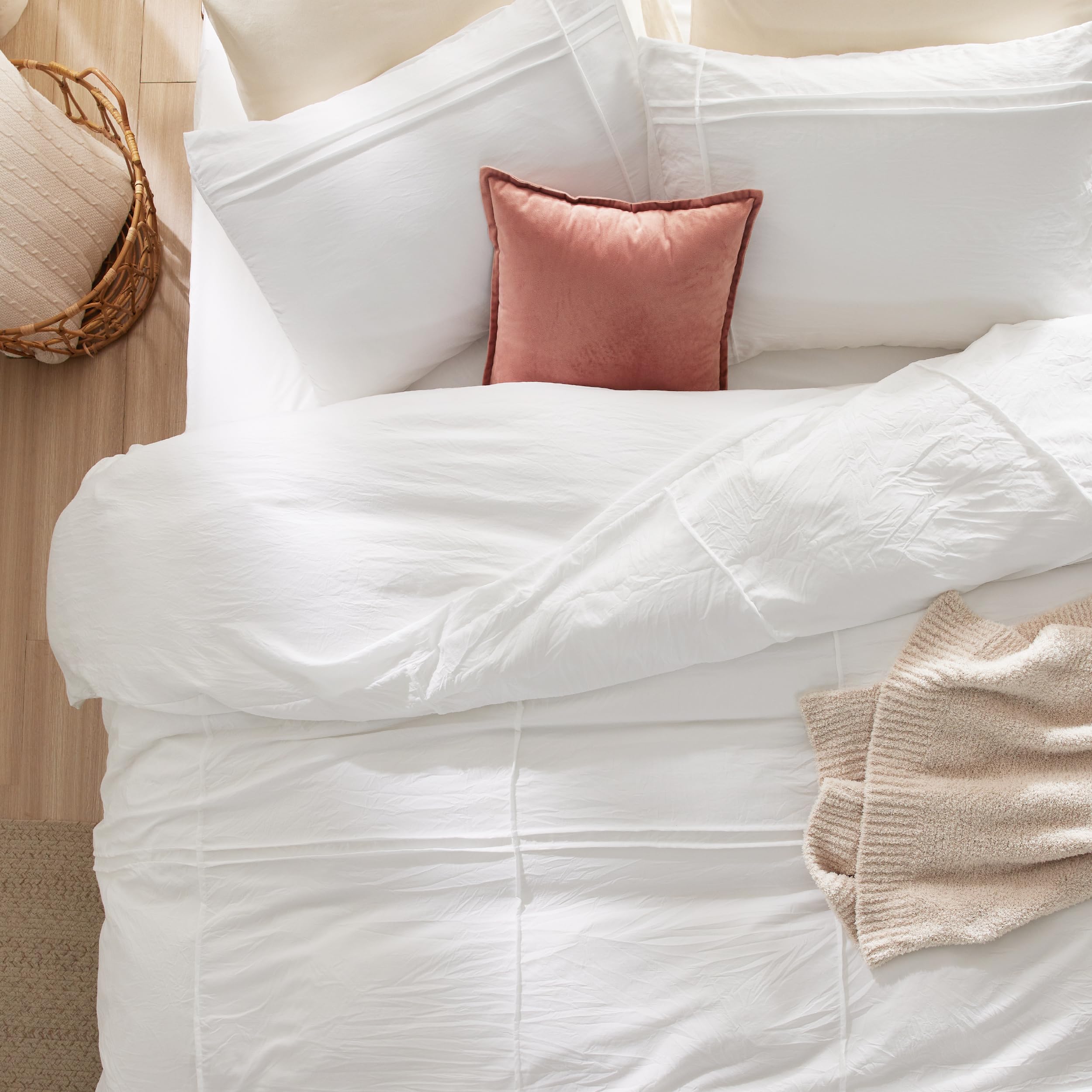 Bedsure Grid Tufted Twin/Twin Xl Duvet Cover - Shabby Chic Duvet Cover, Twin Size Boho Bedding, Includes 1 All-Season Duvet Cover & 1 Pillowcase (White, Twin, 68'X90')