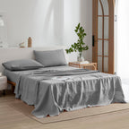 Everly Linen Sheets California King Size 100% French Stonewash Pure Linen Bed Sheets 4Pieces (1Flat Sheet,1Fitted Sheet,2Pillowc