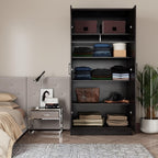 Woodpeckers Furniture And Mattress 2 Doors Wardrobe with Shelves (Tobacco)