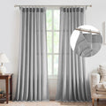 FMFUNCTEX Linen Pinch Pleated Curtains 84 Inches Long for Living Room, Dove Grey Semi Sheer Pleat Drapes for Bedroom with Hooks,