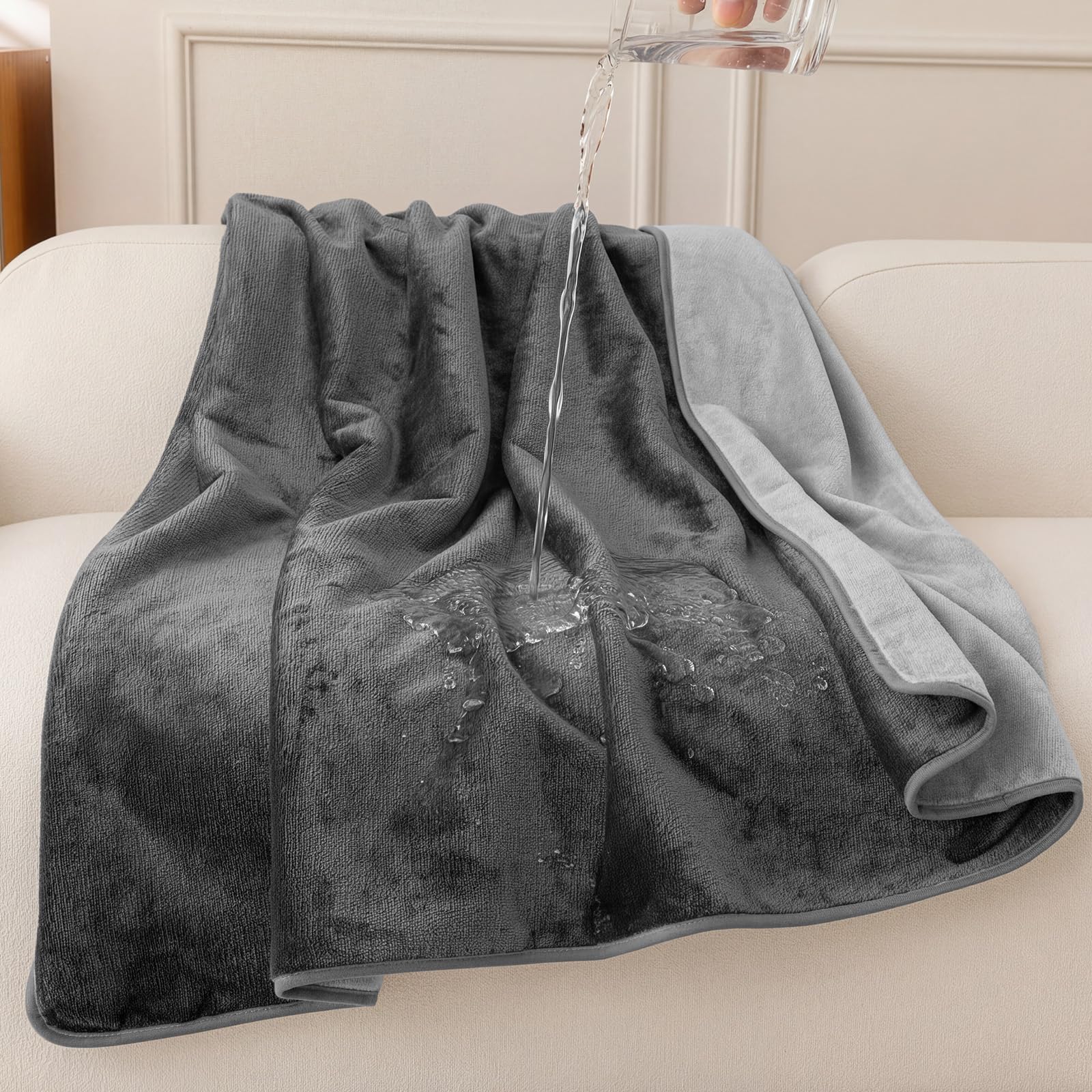 Deep Dream Waterproof Blanket for Couch Bed, Reversible & Washable Flannel Love Blanket for Couples Liquid Proof, Soft Dog Blank
