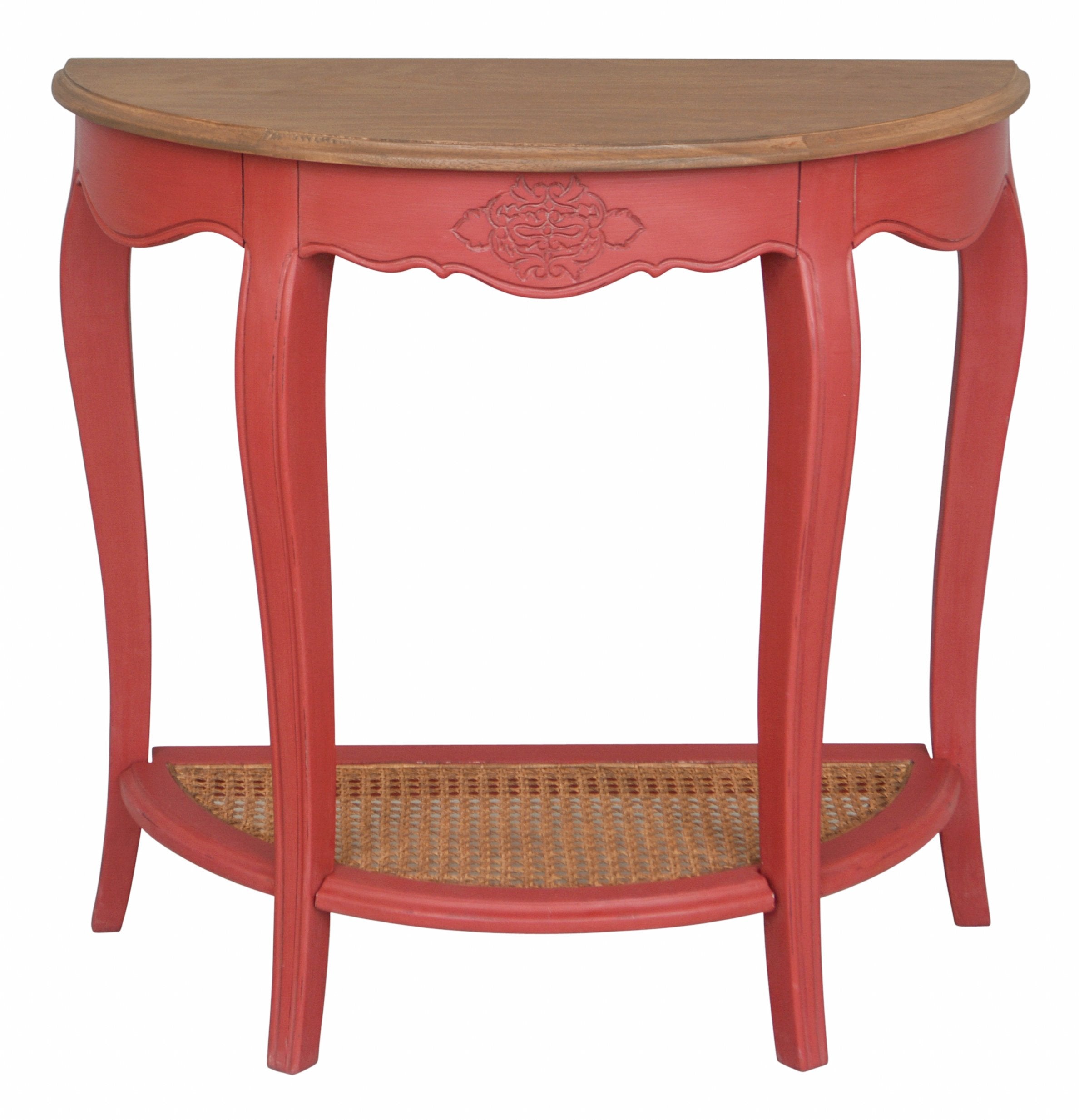 International Caravan 2-Tier Half-Moon Console Table