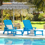 Lue Bona Chaise Lounge Chairs Set With Table, 6-Piece, Hdps Material, 3-Year Warranty, Patio Lounge Chair With Adjustable Backrest, Resin Pool Lounge Chairs With Wheels For Outside, Poolside, Blue
