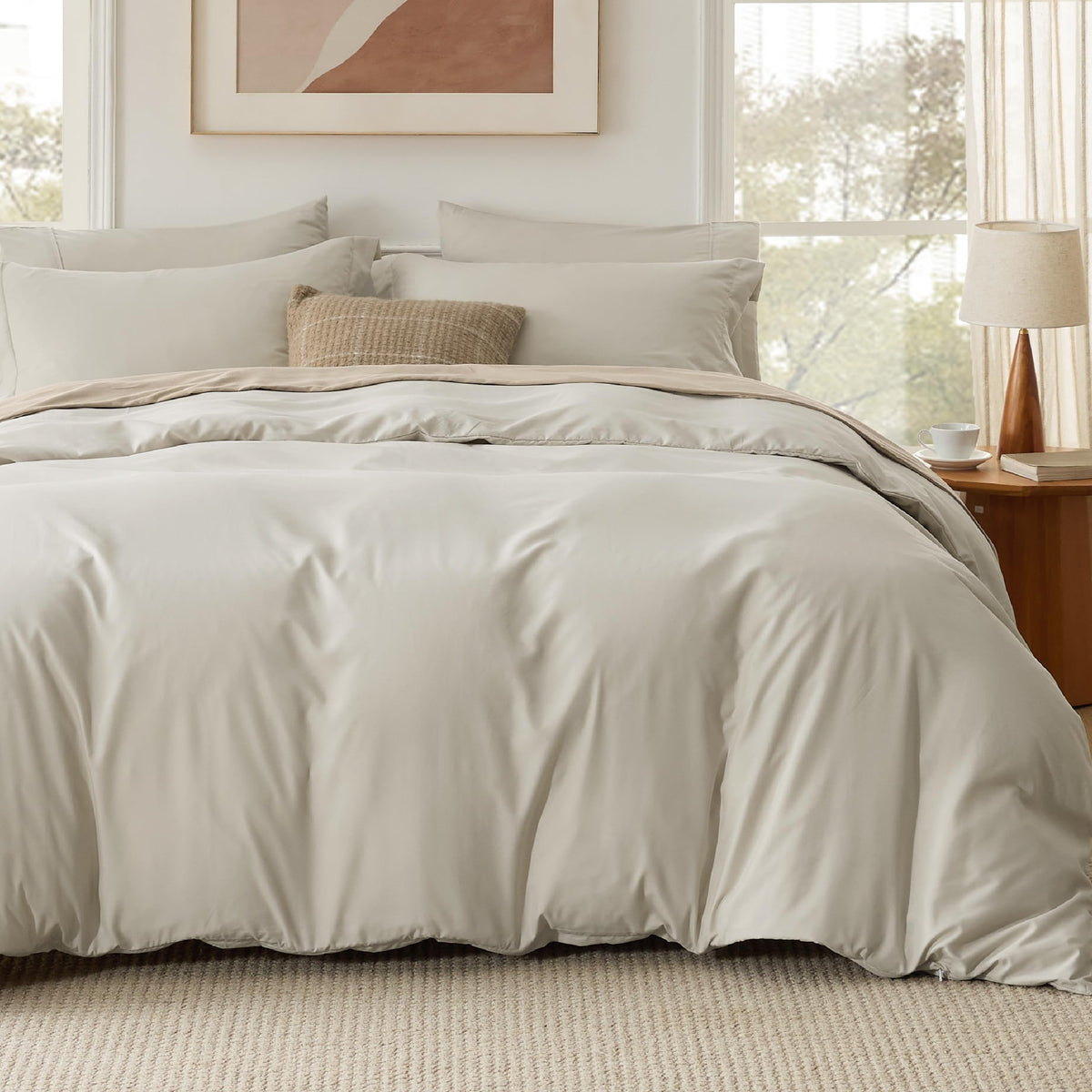 Bedsure Queen Duvet Cover With Fitted Sheet - Soft Double Brushed Bedding Set With Zipper Closure, 6 Pieces, Includes 1 Duvet Co