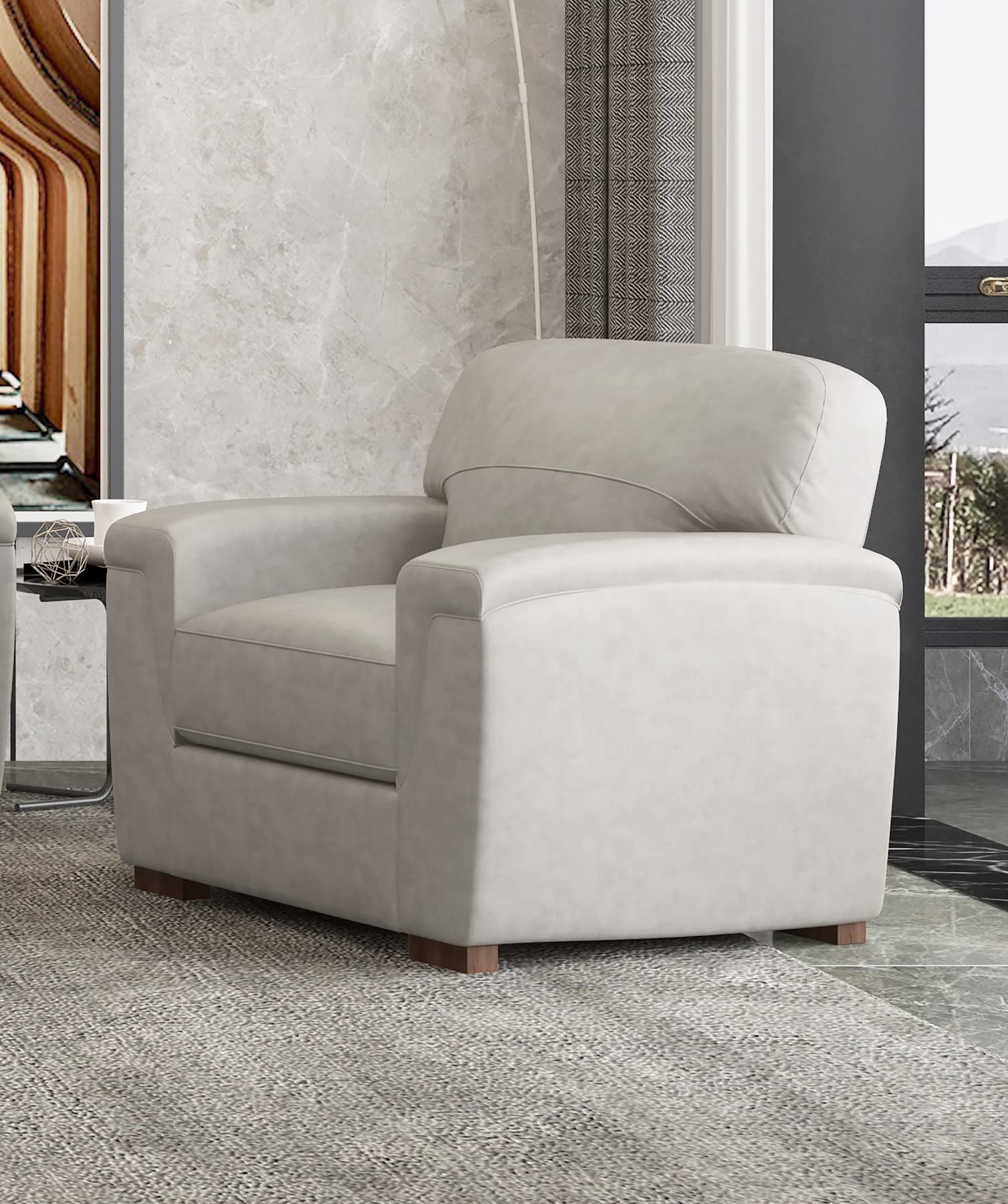 Acme Cornelia Upholstery Cushion Back Chair in Pearl Gray Leather