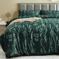 Muxhomo Duvet Cover Queen Size, Reversible Floral Forest Green Duvet Cover Set With Zipper Closure, 3 Pieces Botanical Patterns