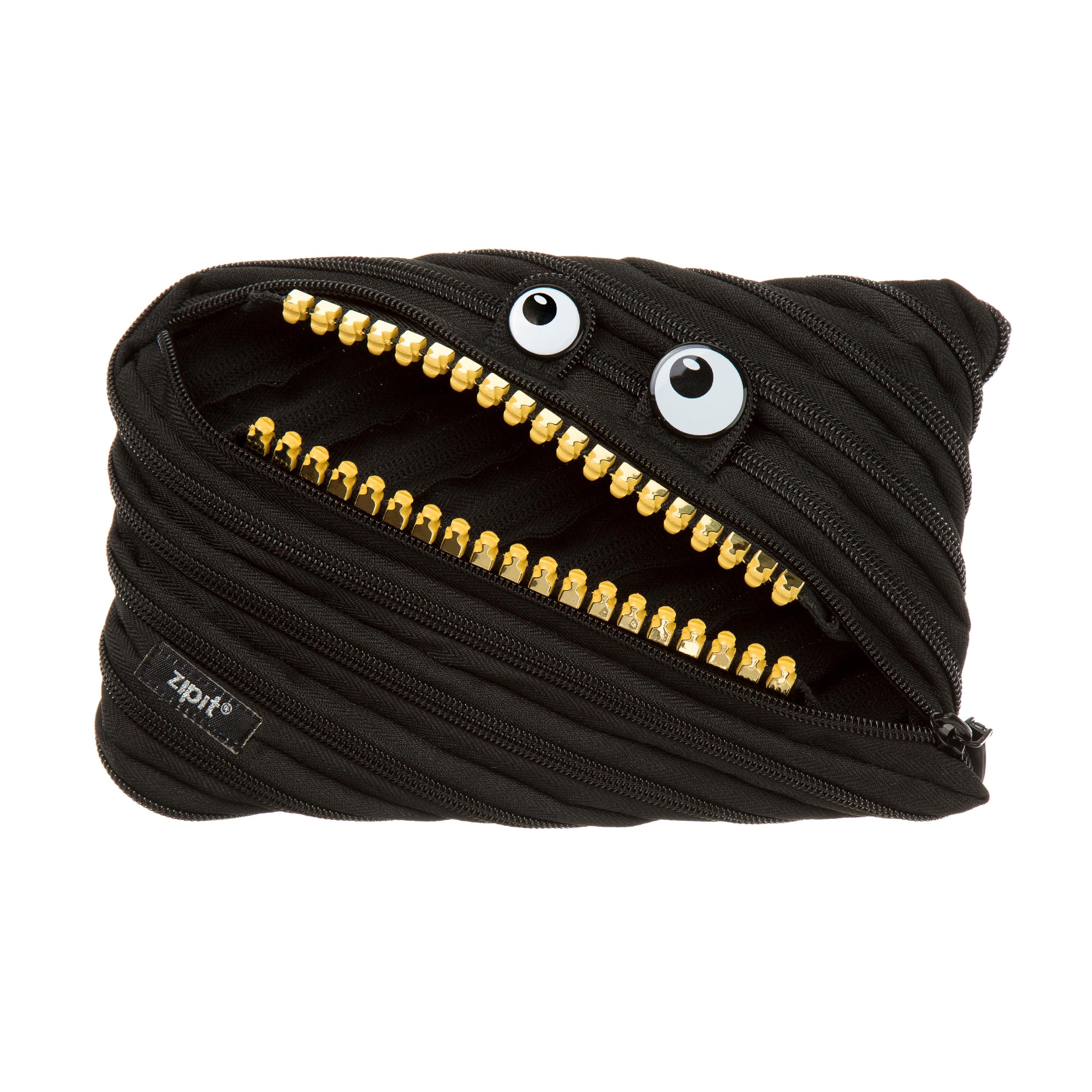 Zipit Grillz Large Pencil Case For Kids | Pencil Pouch For School, College And Office | Pencil Bag For Boys & Girls (Black)