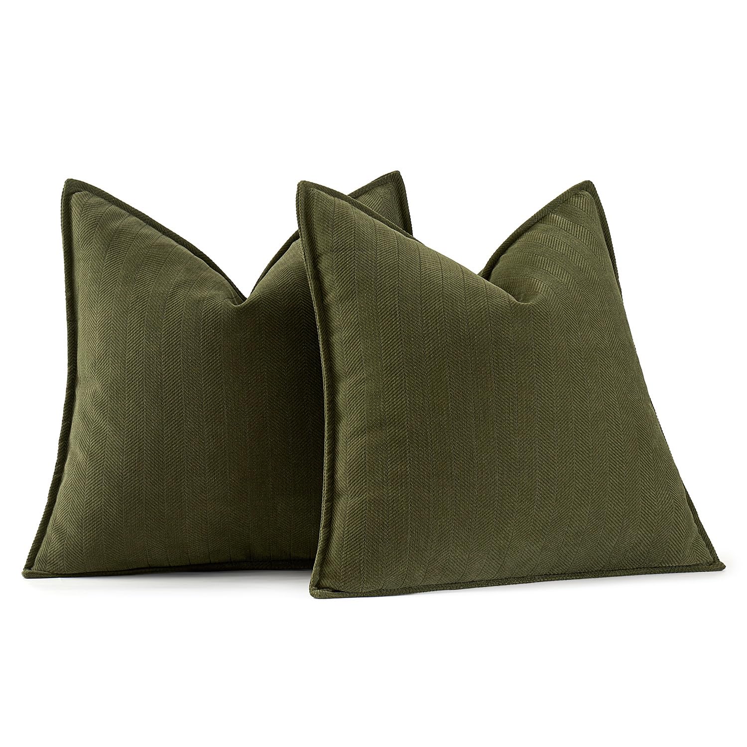Miulee Pack Of 2 Olive Green Decorative Pillow Covers 18X18 Inch Soft Chenille Luxurious Couch Throw Pillows Farmhouse Cushion Covers With Elegant Design For Sofa Bedroom Living Room Home Decor
