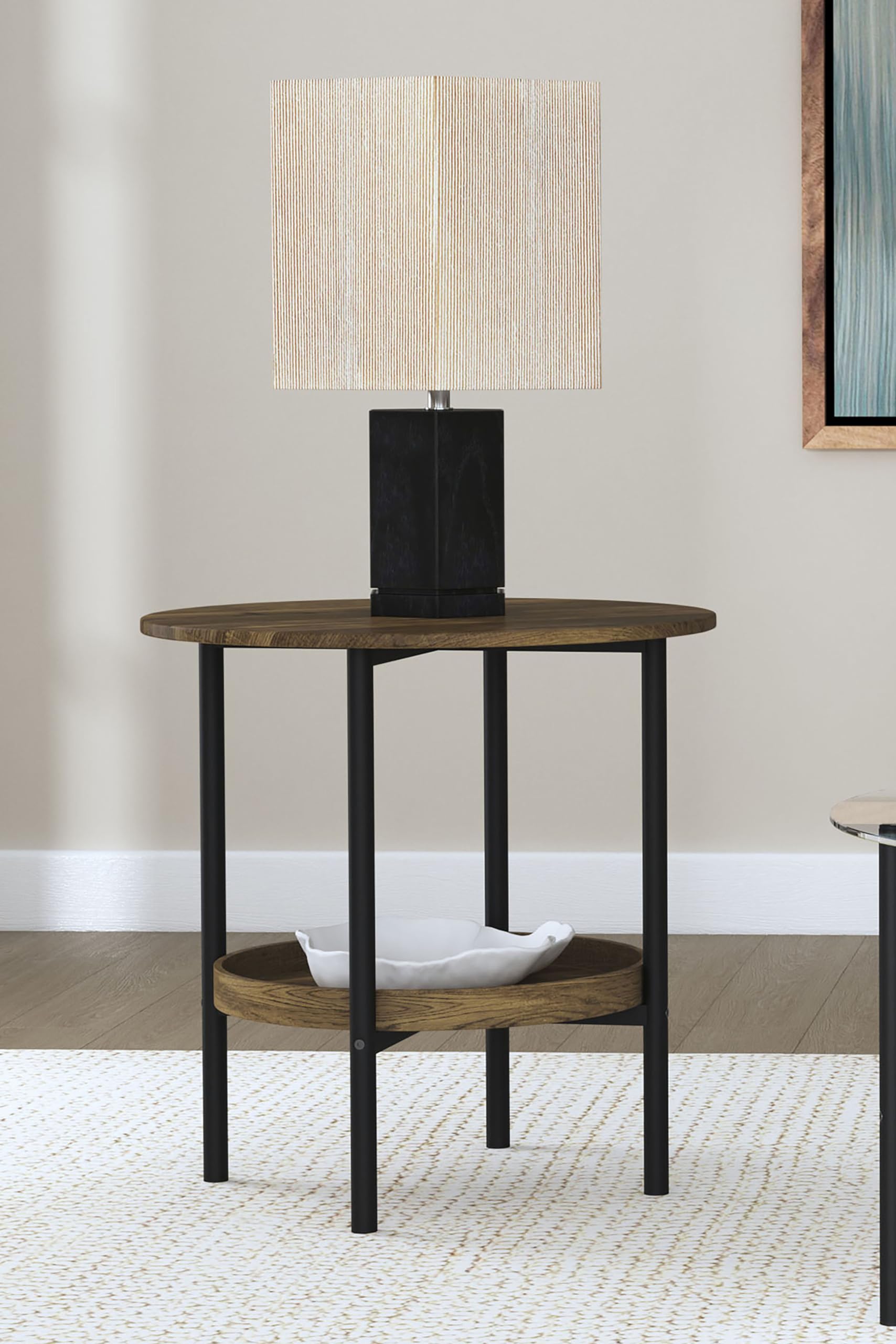 Coaster Home Furnishings Delfin Round Top End Table with Shelf Black and Brown