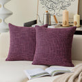Kevin Textile Set of 2 Decorative Throw Pillow Covers Faux Linen Cushion Covers for Bed Couch Sofa, 22x22 inches(55cm), Red Purp