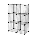 Amazon Basics 6-Cube Wire Grid Stackable Storage Shelves, 12 x 12-Inches, Black, 12.6D x 26W x 38H