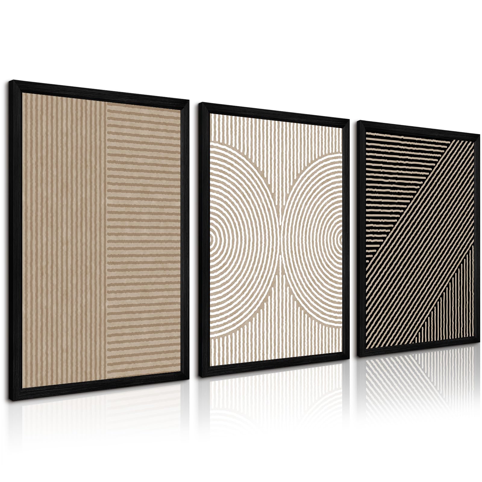 Boho Modern Wall Art Pictures Neutral Abstract Canvas Wall Decor Minimalist Line Wall Art Beige Brown Black Poster Mid Century P