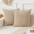 Kevin Textile Throw Pillow Covers Soft Corduroy Decorative Set Of 2 Boho Striped Pillow Covers Pillowcases Farmhouse Home Decor For Couch Bed Sofa Living Room 24X24 Inch Beige