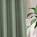 Mitovilla No Hooks Required Sage Green Waffle Shower Curtain Set With Snap-In Liner, Modern Heavyweight Fabric Shower Curtain Fo
