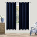 Navy Blue Black Out Curtains 63 Inch Long 2 Panels Burg,Thermal Insulated Pair Grommet Total Blackout Window Shades Light Blocki