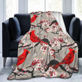 Lodisfoa Lightweight Microfiber Plush Throw Blanket Air Conditioner For Couch Bed Sofa Travel All Seasons (Cardinals Birds Cherr