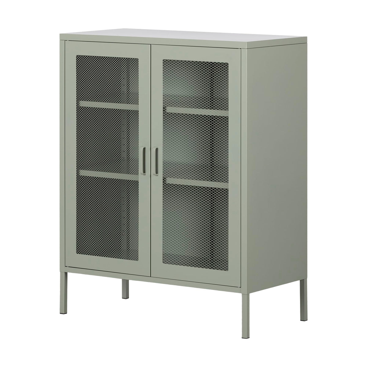 South Shore Eddison Metal Mesh 2-Door Storage Cabinet, Sage Green