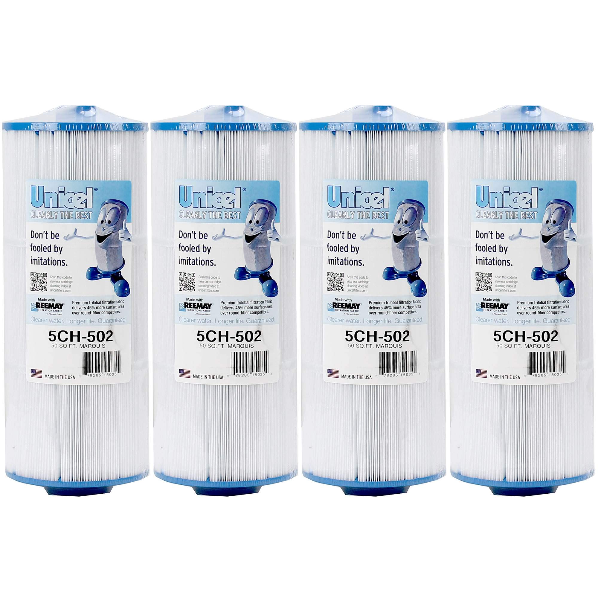 Unicel 5Ch-502 50 Square Foot Media Replacement Hot Tub Spa Filter Cartridge With 197 Pleats (4 Pack)
