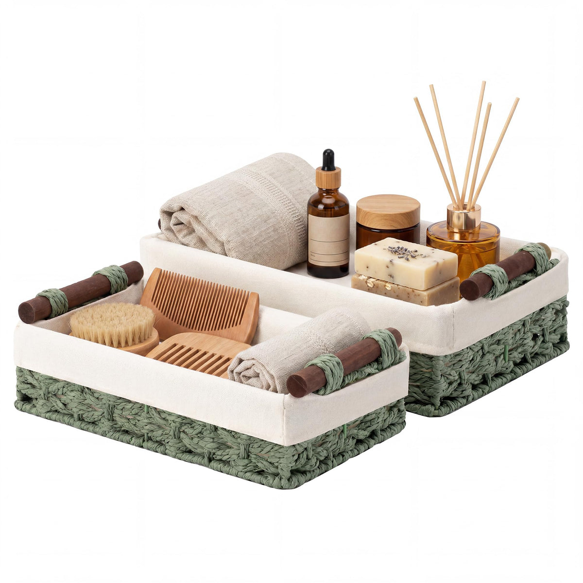 StorageWorks Bathroom Basket Organizer and Storage for Sage Green Decor