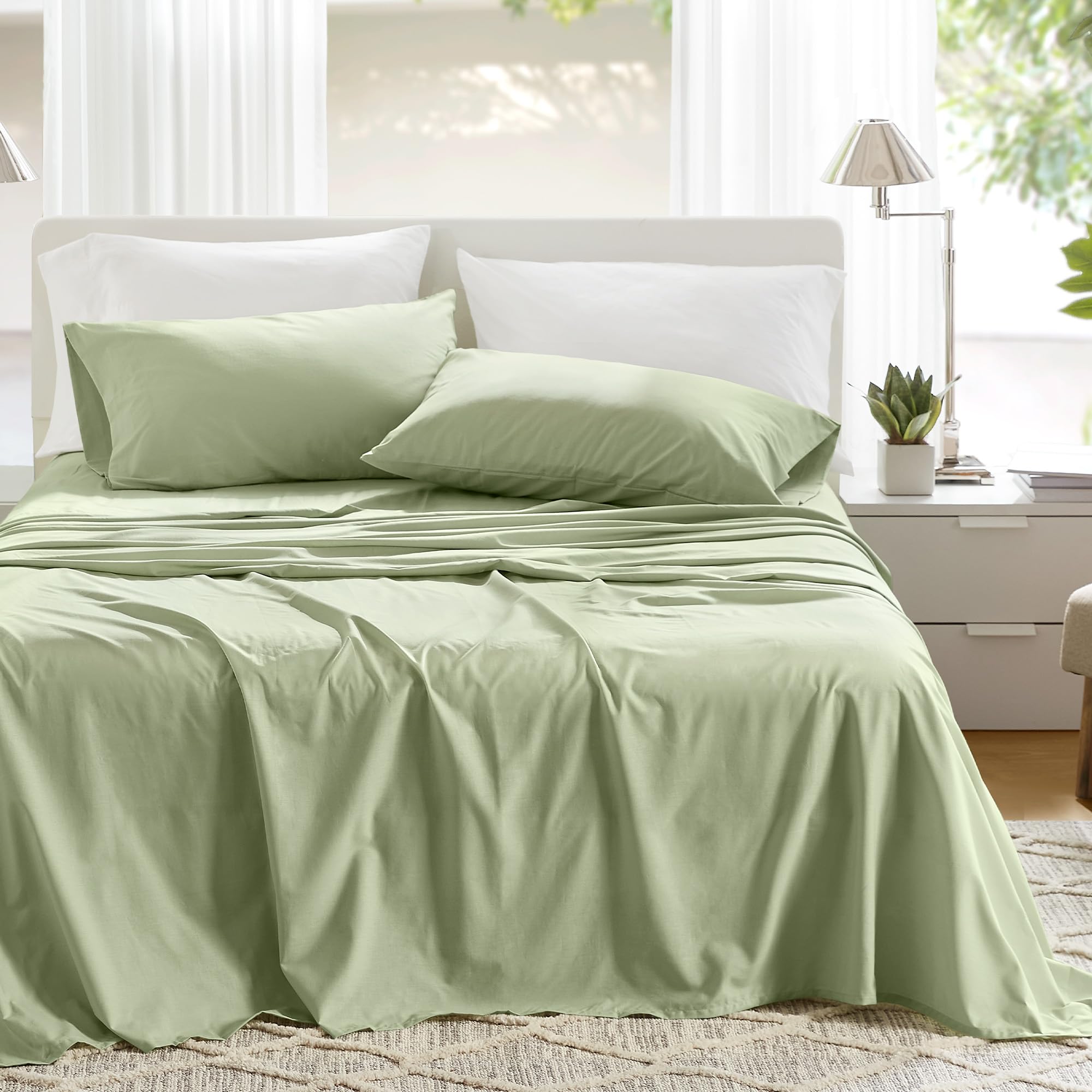 Comfort Spaces 100% Cotton Sheets Twin Xl, Breathable & Soft Cotton Sheets, Naturally Cool Cotton Bed Sheets With 12' Elastic P