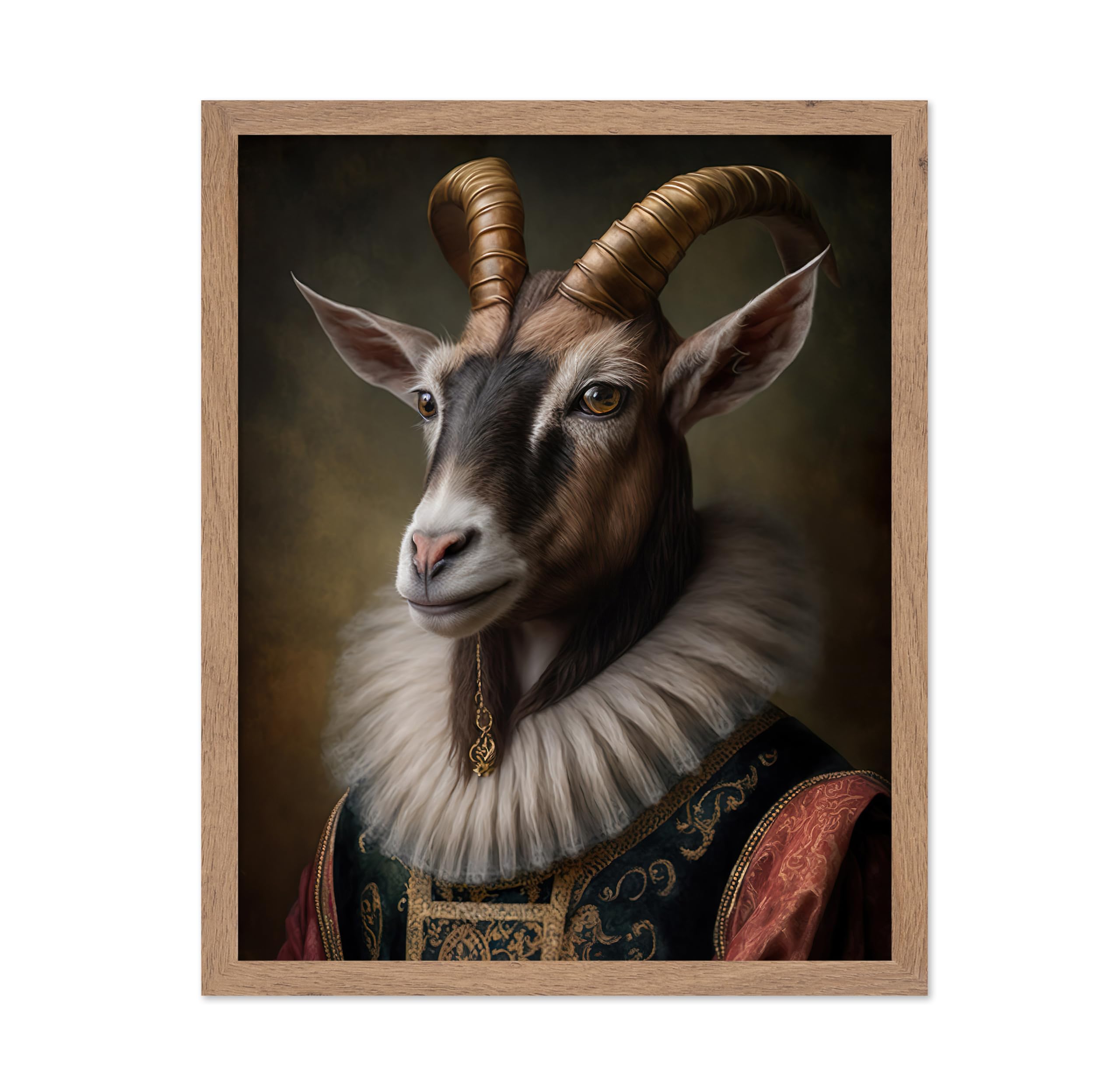 Poster Master Renaissance Animal Poster - Retro Funny Print - Gift for Artist, Friend - Aristocratic Goat, Renaissance, Formal A