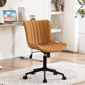 Younike Ergonomic Home Office Desk Chair With Wheels Comfy Armless Criss Cross Chair With Back Adjustable Height Modern Leather